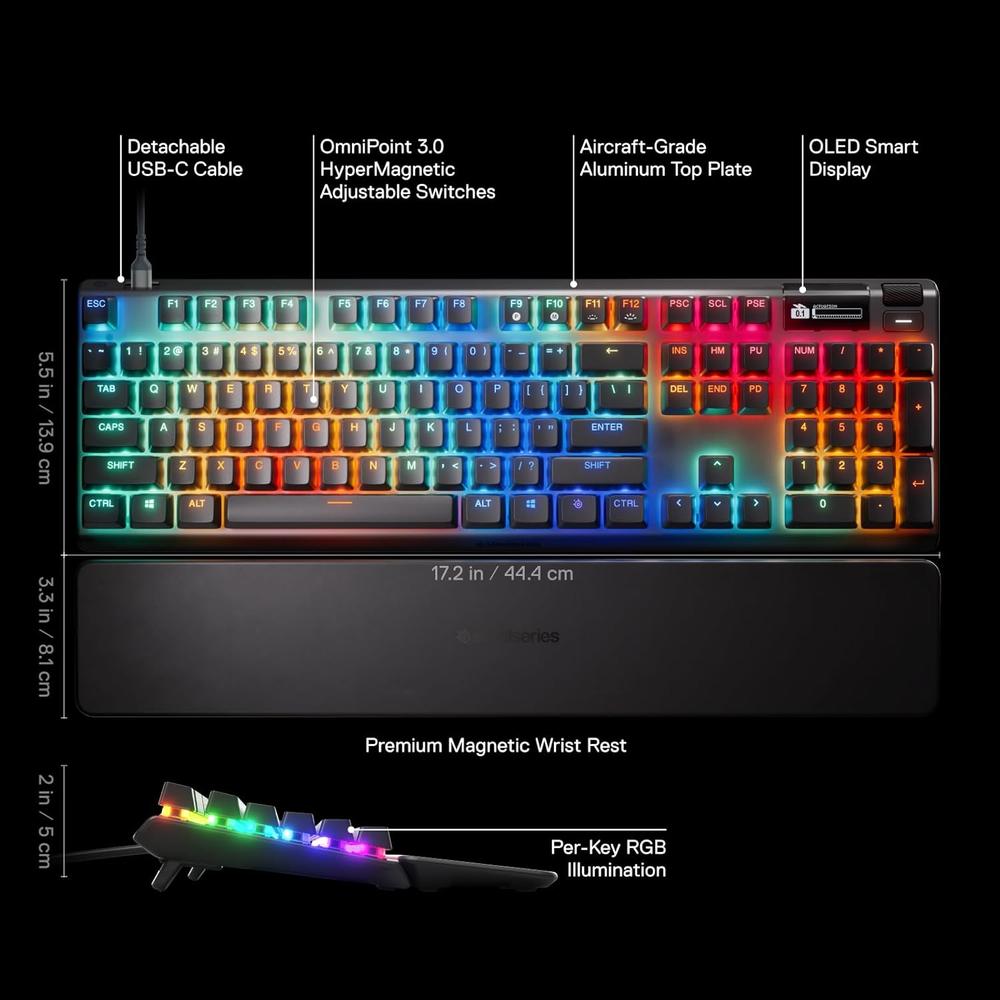 (REACONDICIONADO) TECLADO ALÁMBRICO MECÁNICO APEX PRO GEN 3 STEELSERIES | NEGRO - 3