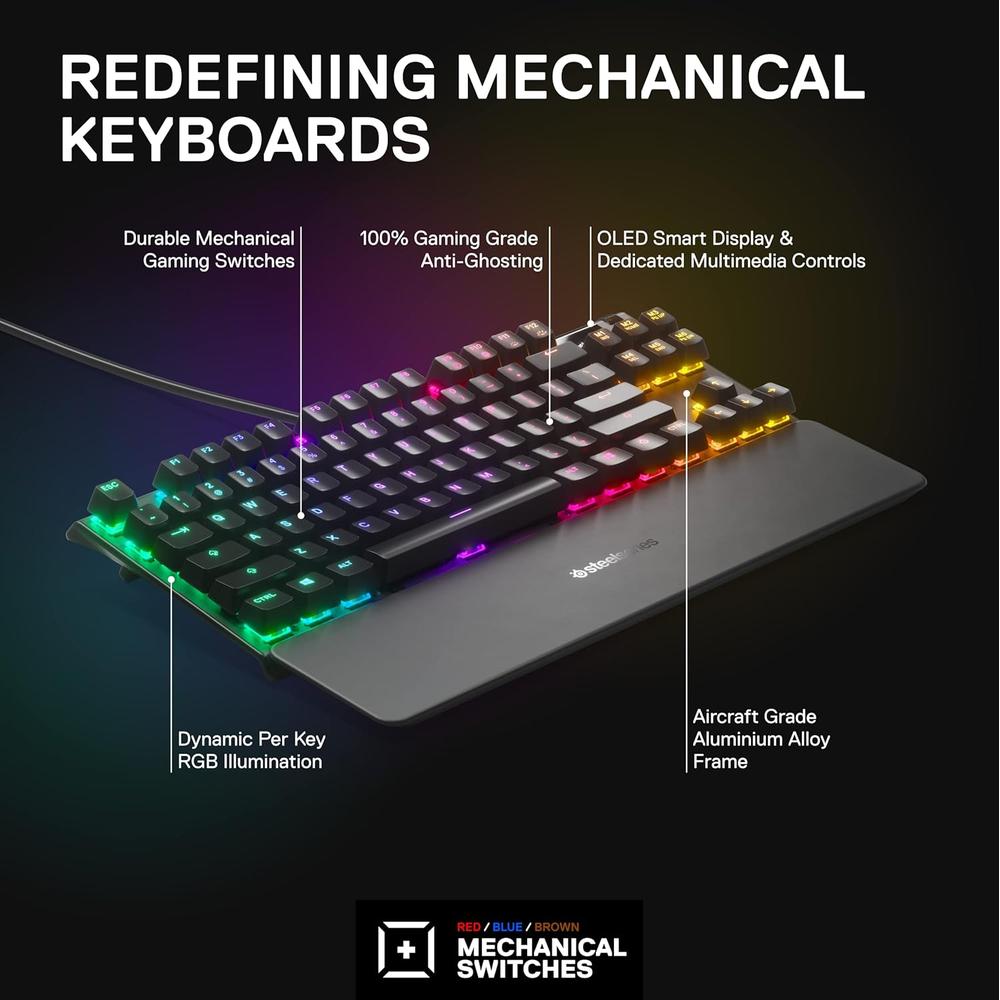 TECLADO ALÁMBRICO MECÁNICO APEX 7 TKL STEELSERIES | SWITCH ROJO - 3