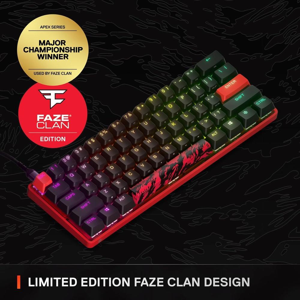 (REACONDICIONADO) TECLADO ALÁMBRICO MECÁNICO APEX 9 MINI FAZE CLAN EDITION STEELSERIES | ROJO - 2