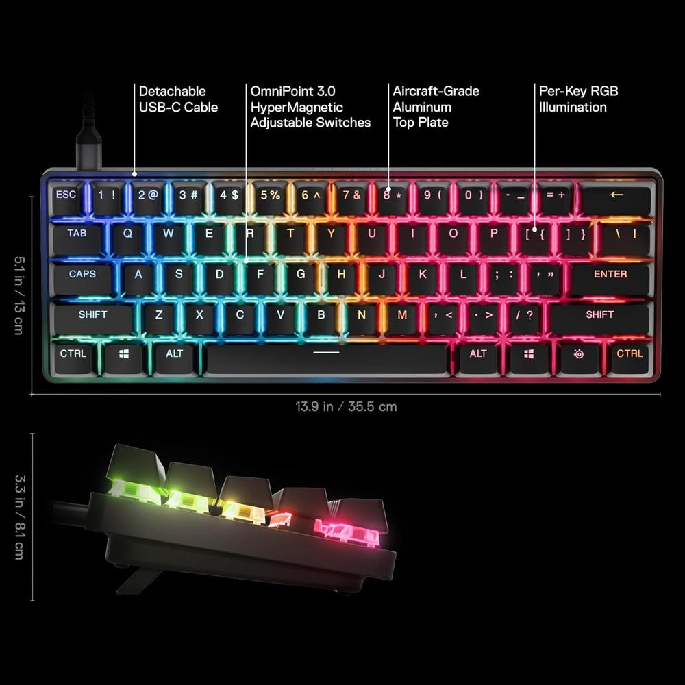 (REACONDICIONADO) TECLADO ALÁMBRICO MECÁNICO APEX PRO MINI GEN 3 STEELSERIES | NEGRO - 4