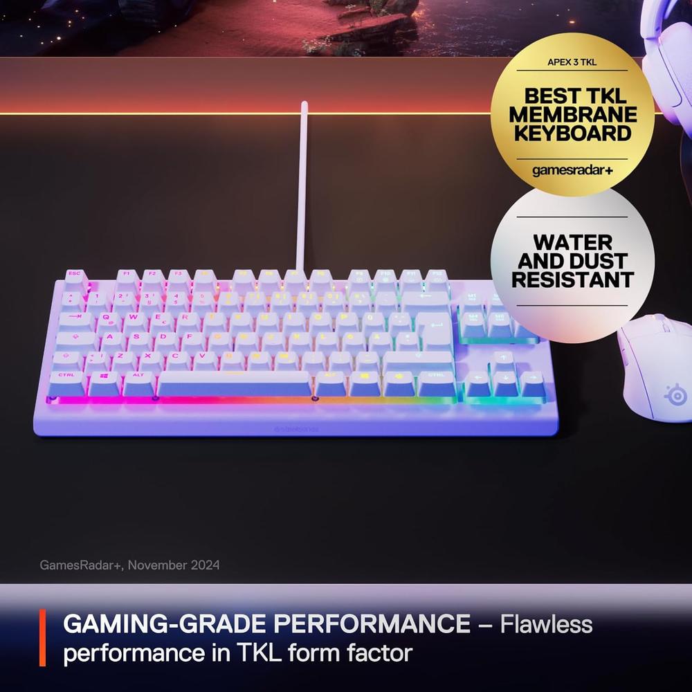 TECLADO ALÁMBRICO APEX 3 TKL STEELSERIES | LAVANDA - 3