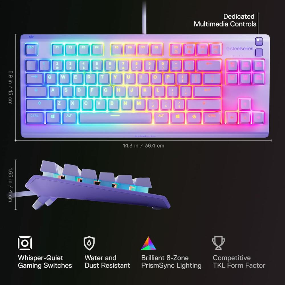 TECLADO ALÁMBRICO APEX 3 TKL STEELSERIES | LAVANDA - 5