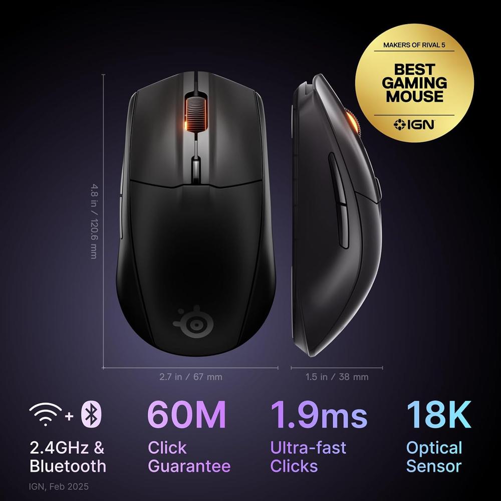 (REACONDICIONADO) MOUSE INALÁMBRICO RIVAL 3 GEN 2 STEELSERIES | NEGRO - 2