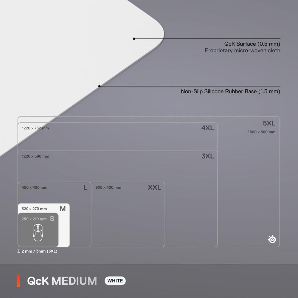MOUSEPAD QCK MEDIUM CLASSIC STEELSERIES | BLANCO - 5