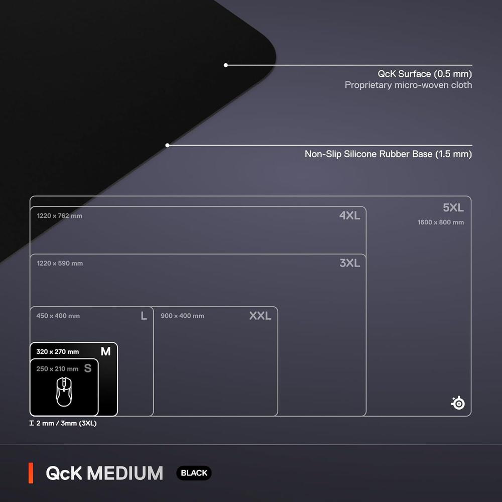 MOUSEPAD QCK MEDIUM CLASSIC STEELSERIES | NEGRO - 5