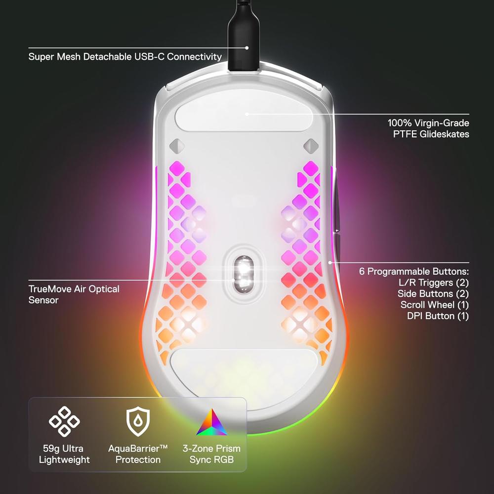 MOUSE ALÁMBRICO AEROX 3 STEELSERIES | SNOW - 4