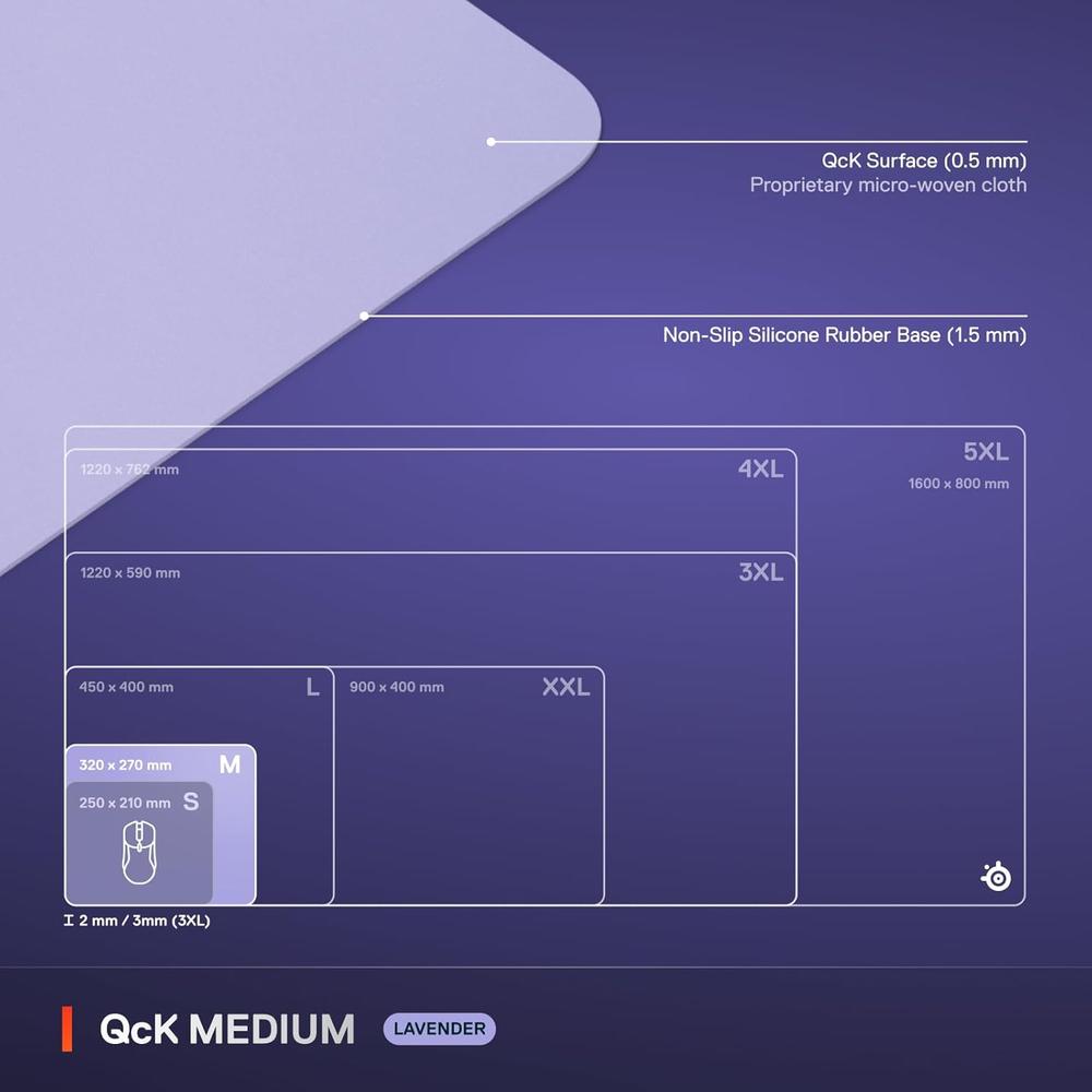 MOUSEPAD QCK MEDIUM CLASSIC STEELSERIES | LAVANDA - 5