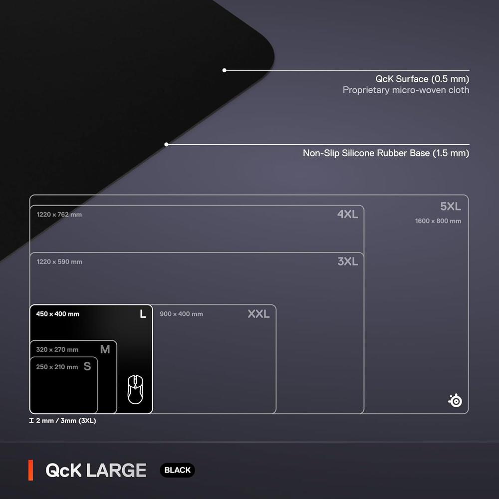 MOUSEPAD QCK LARGE CLASSIC STEELSERIES | NEGRO - 5