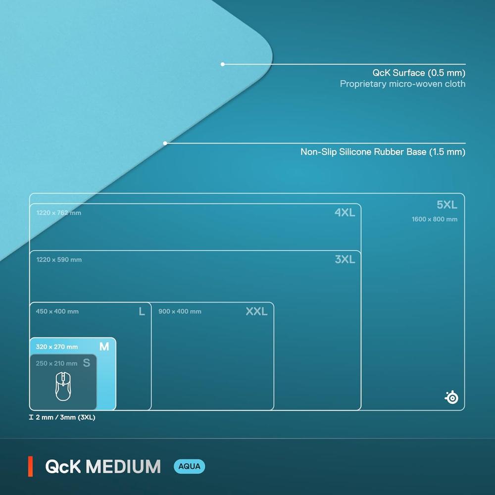 MOUSEPAD QCK MEDIUM CLASSIC STEELSERIES | AQUA - 5