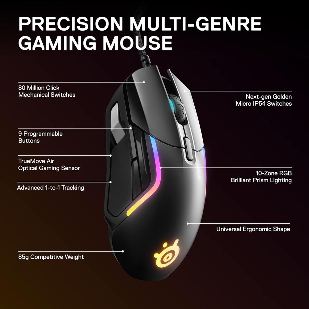 MOUSE ALÁMBRICO RIVAL 5 STEELSERIES | NEGRO - 3