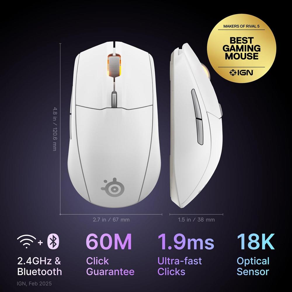 MOUSE INALÁMBRICO RIVAL 3 GEN 2 STEELSERIES | BLANCO - 2