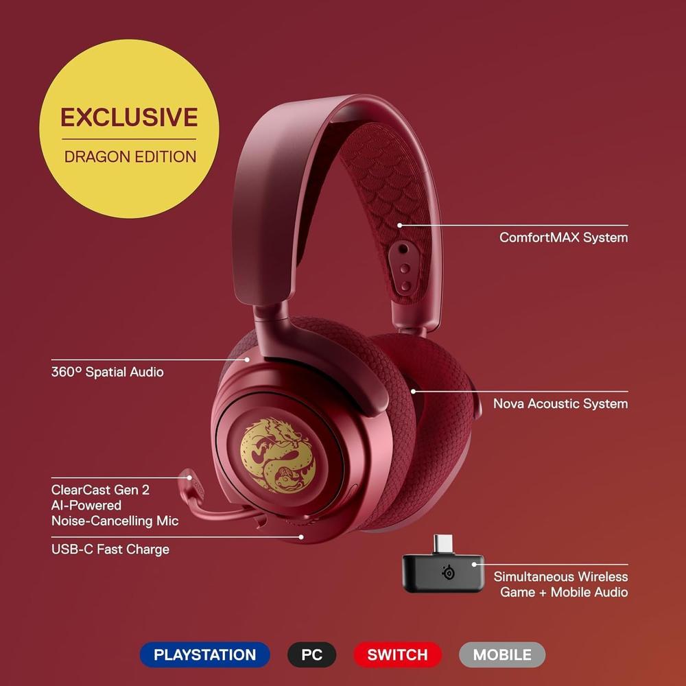 (REACONDICIONADO) AUDÍFONOS INALÁMBRICOS ARCTIS NOVA 7 DRAGON EDITION STEELSERIES | NEGRO - 2