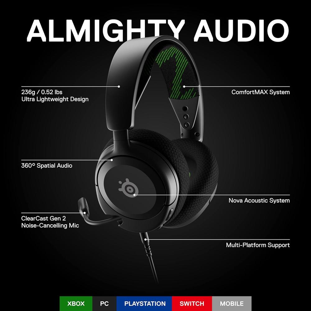 (REACONDICIONADO) AUDÍFONOS ALÁMBRICOS ARCTIS NOVA 1X STEELSERIES | NEGRO - 2