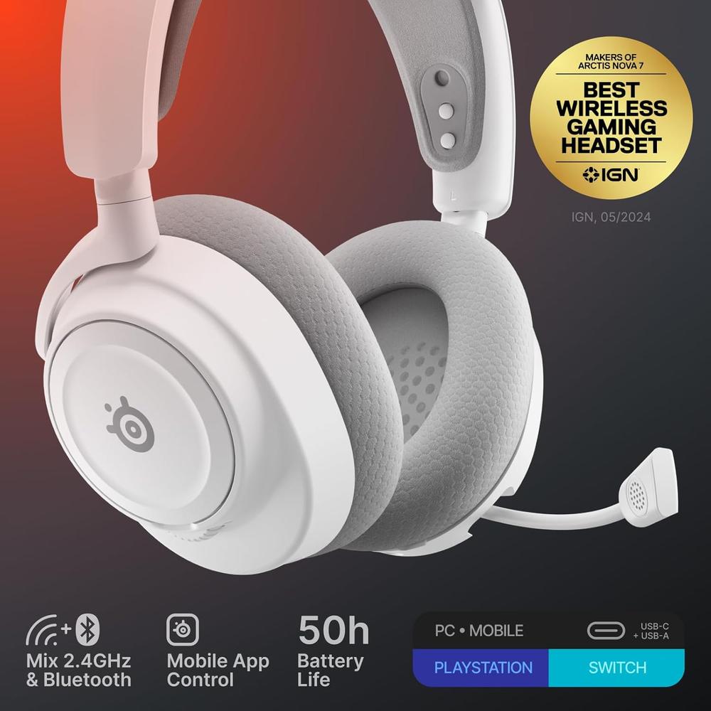 (REACONDICIONADO) AUDÍFONOS INALÁMBRICOS ARCTIS NOVA 7 GEN 2 PC/PLAYSTATION STEELSERIES | BLANCO - 3