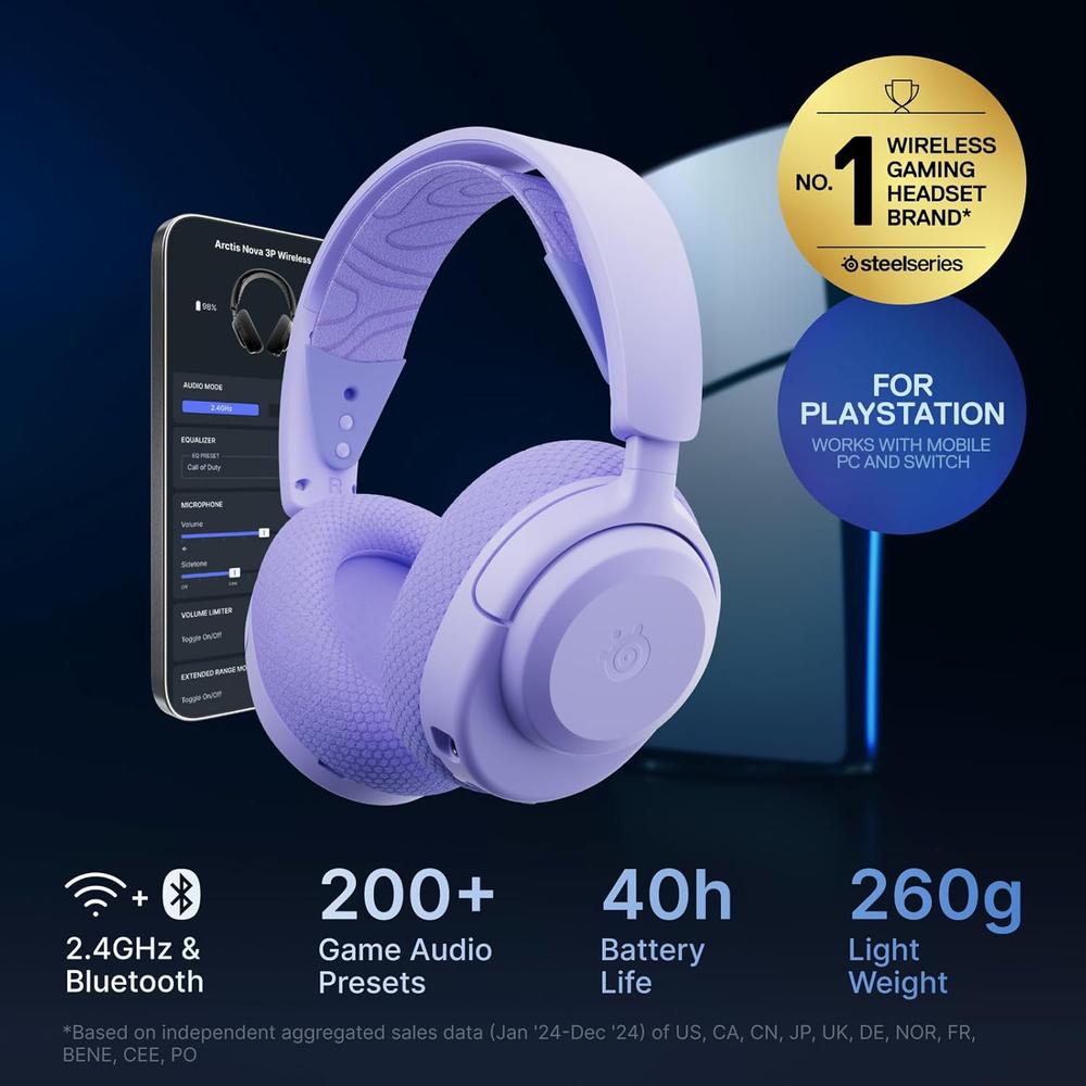 (REACONDICIONADO) AUDÍFONOS INALÁMBRICOS ARCTIS NOVA 3P STEELSERIES | LAVANDA - 2