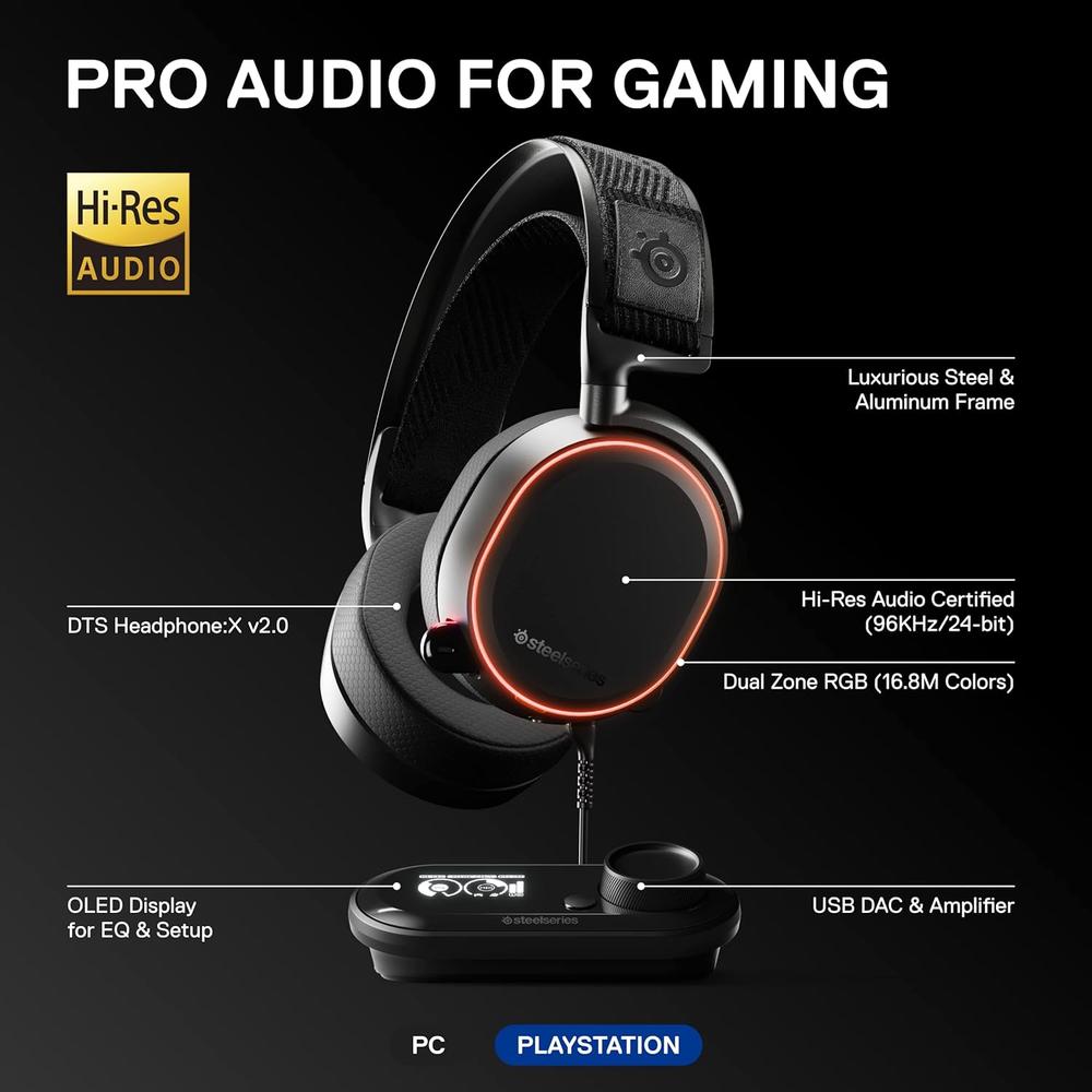 AUDÍFONOS ALÁMBRICOS ARCTIS PRO + GAMEDAC STEELSERIES | NEGRO - 3
