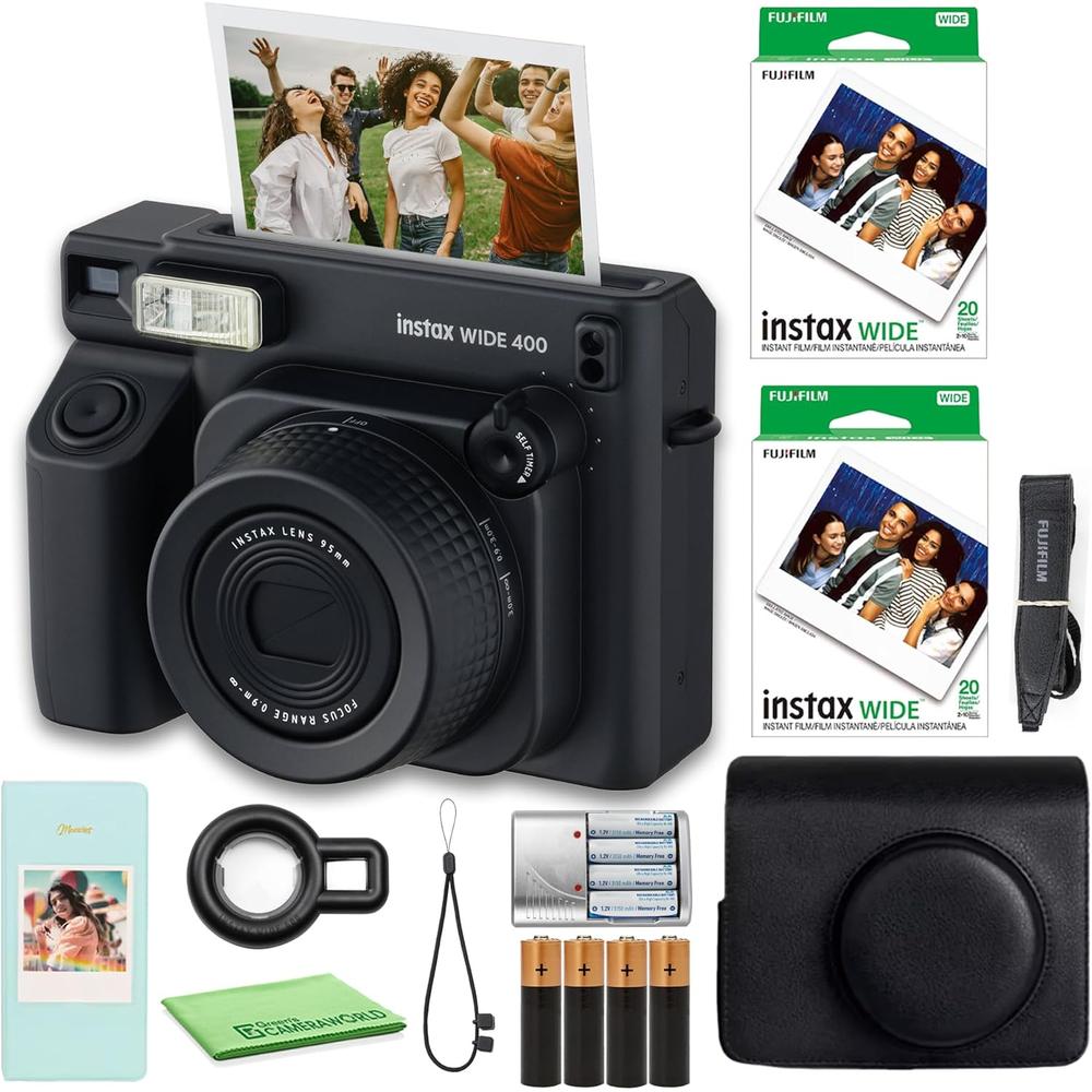 CÁMARA FUJIFILM INSTANTÁNEA INSTAX WIDE 400 C/40 HOJAS ESTUCHE Y ÁLBUM SET 4 PZS | NEGRO - 1