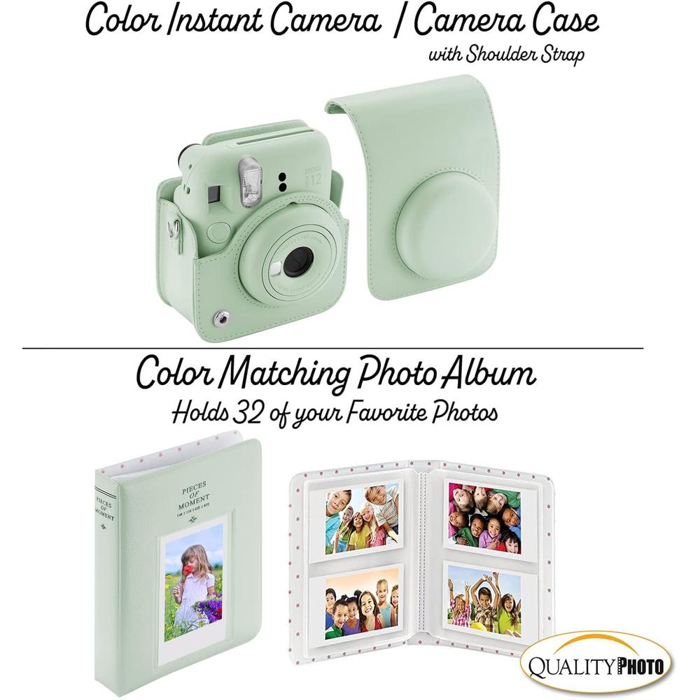 CÁMARA FUJIFILM INSTANTÁNEA INSTAX MINI 12 C/ESTUCHE STICKERS MARCOS Y ÁLBUM SET 5 PZS | VERDE MENTA - 5