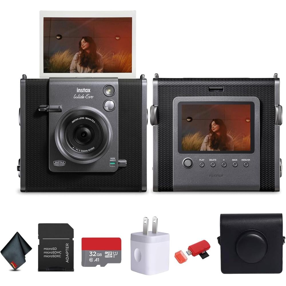 CÁMARA FUJIFILM HÍBRIDA INSTAX WIDE EVO C/20 EXP ESTUCHE Y MEMORIA 32 GB | NEGRO - 1