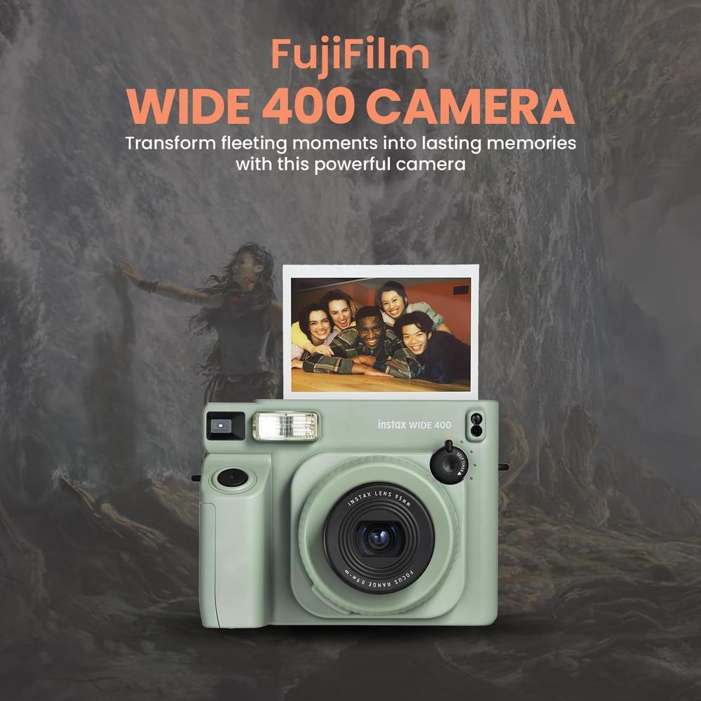 CÁMARA FUJIFILM INSTANTÁNEA INSTAX WIDE 400 C/TWIN PACK ESTUCHE PAÑO Y 4 PILAS AA SET 5 PZS | NEGRO - 2