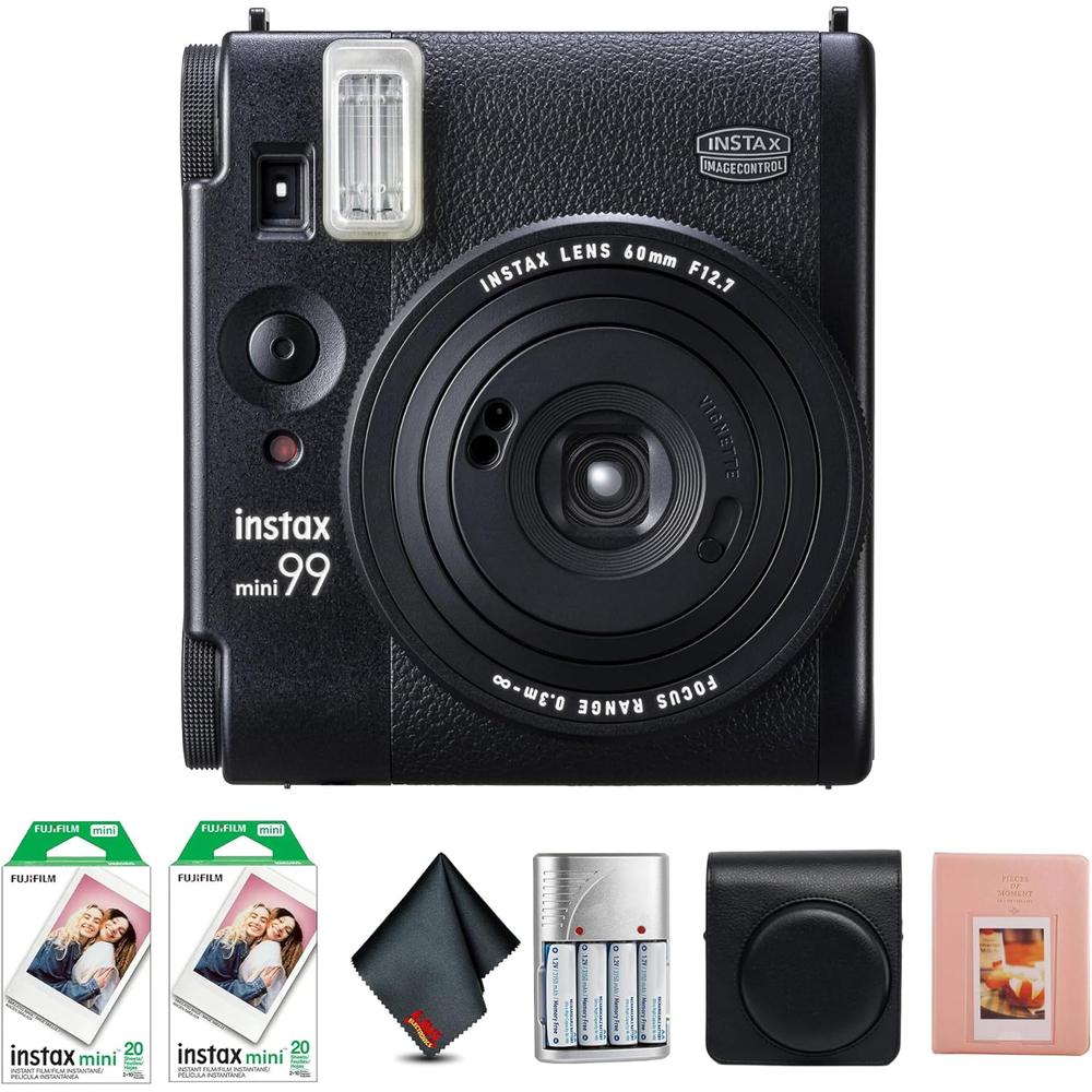 CÁMARA FUJIFILM INSTANTÁNEA INSTAX MINI 99 C/40 HOJAS ESTUCHE Y ÁLBUM SET 4 PZS | NEGRO - 1