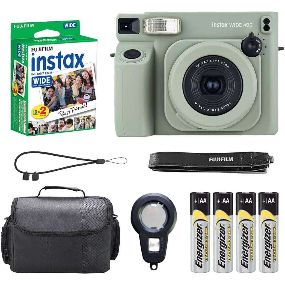 CÁMARA FUJIFILM INSTANTÁNEA INSTAX WIDE 400 C/20 HOJAS Y ESTUCHE SET 3 PZS | VERDE SAGE - 1
