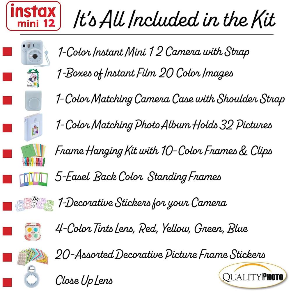 CÁMARA FUJIFILM INSTANTÁNEA INSTAX MINI 12 C/20 IMPRESIONES ESTUCHE Y ACC. - 3