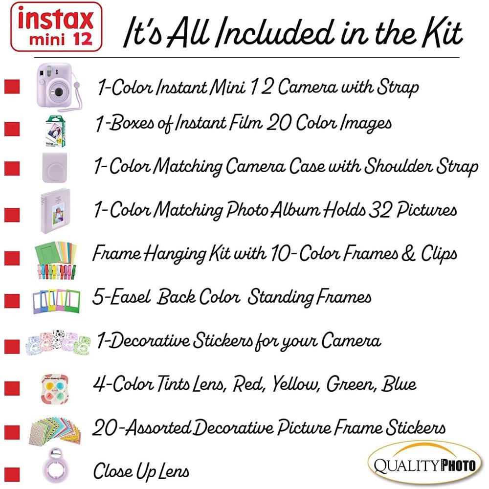 CÁMARA FUJIFILM INSTANTÁNEA INSTAX MINI 12 C/20 IMPRESIONES ESTUCHE Y ACC. - 3
