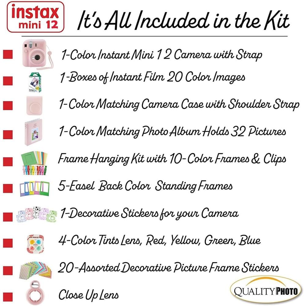 CÁMARA FUJIFILM INSTANTÁNEA INSTAX MINI 12 C/20 IMPRESIONES ESTUCHE Y ACC. - 4