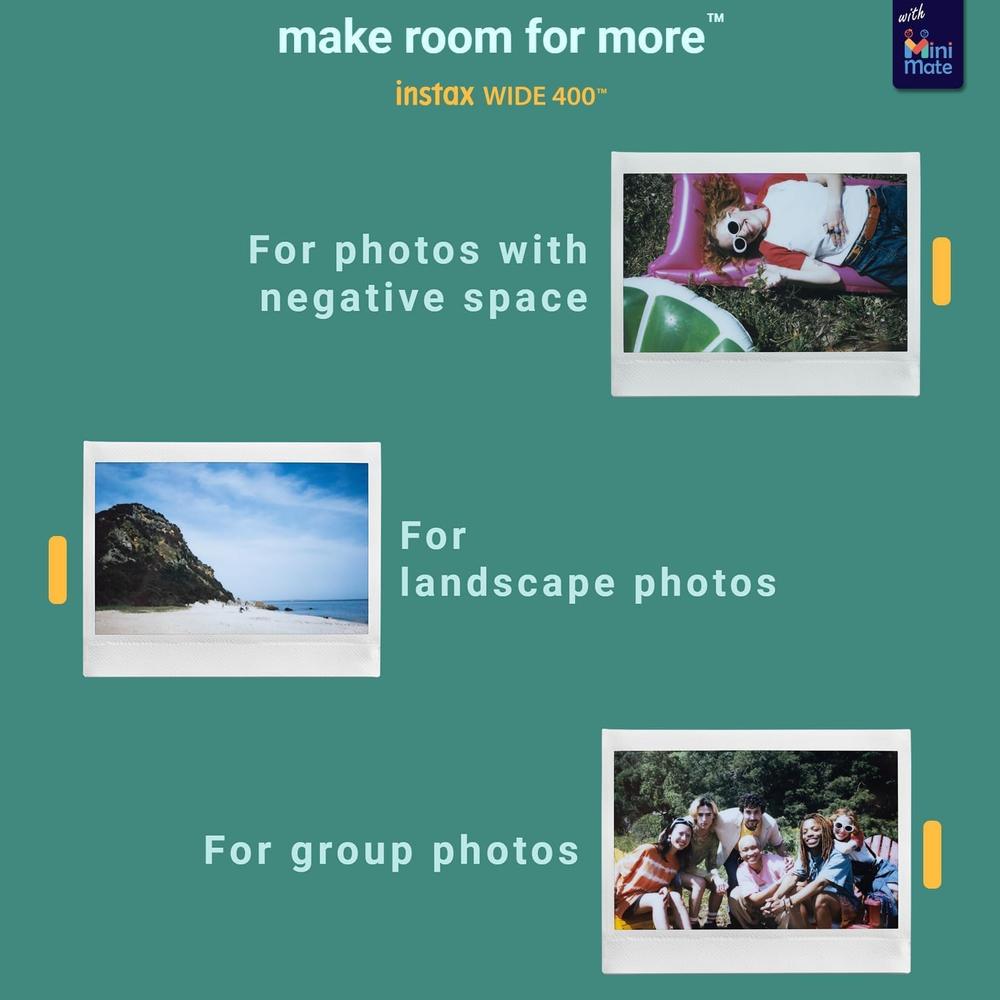 CÁMARA FUJIFILM INSTANTÁNEA INSTAX WIDE 400 C/1 TWIN PACK SET 2 PZS | VERDE SAGE - 5