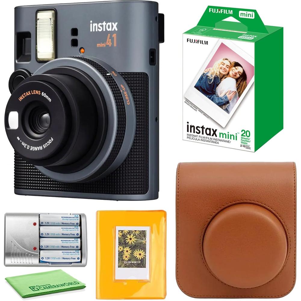 CÁMARA FUJIFILM INSTANTÁNEA INSTAX MINI 41 C/20 HOJAS ÁLBUM Y ESTUCHE SET 4 PZS | MARRÓN - 1