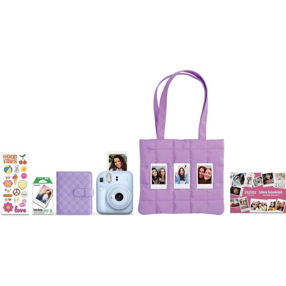 CÁMARA FUJIFILM INSTANTÁNEA INSTAX MINI 12 PAQ. NAVIDEÑO C/2 PACKS DE PELÍCULA Y PAÑO SET 3 PZS | AZUL PASTEL - 2