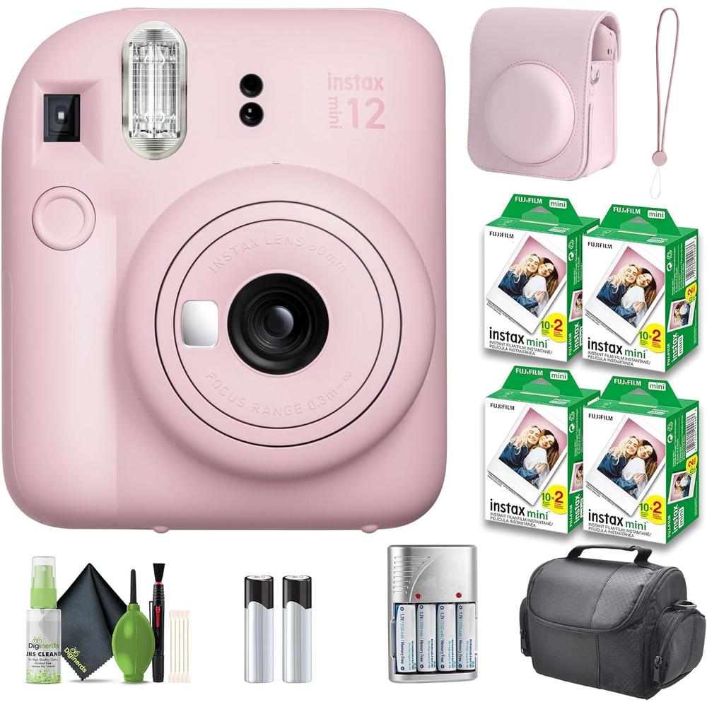 CÁMARA FUJIFILM INSTANTÁNEA INSTAX MINI 12 C/80 HOJAS ESTUCHE Y ACC. SET 4 PZS | ROSA BLOSSOM - 1
