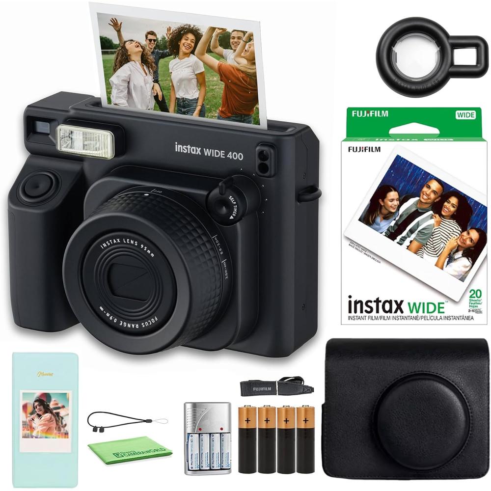 CÁMARA FUJIFILM INSTANTÁNEA INSTAX WIDE 400 C/20 HOJAS ESTUCHE Y ÁLBUM SET 4 PZS | NEGRO - 1