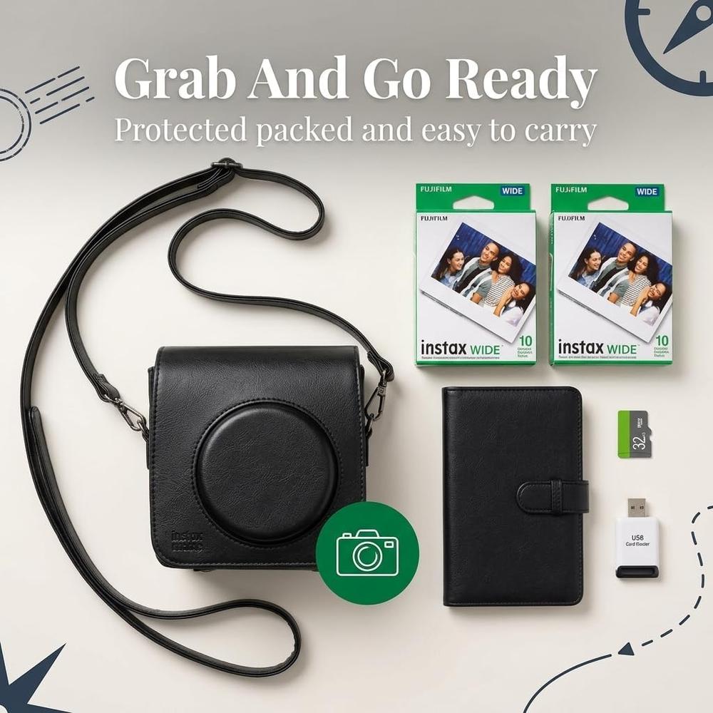 CÁMARA FUJIFILM HÍBRIDA INSTAX WIDE EVO C/20 HOJAS ESTUCHE ÁLBUM Y MEMORIA 32 GB SET 5 PZS | NEGRO - 5