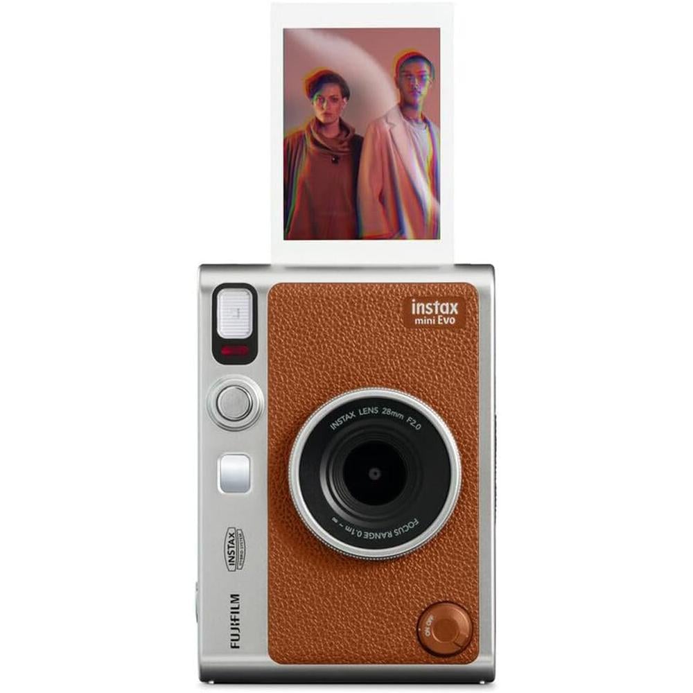 CÁMARA FUJIFILM HÍBRIDA INSTAX MINI EVO C/20 HOJAS MEMORIA 32 GB ESTUCHE ÁLBUM Y PAÑO SET 6 PZS | MARRÓN - 3