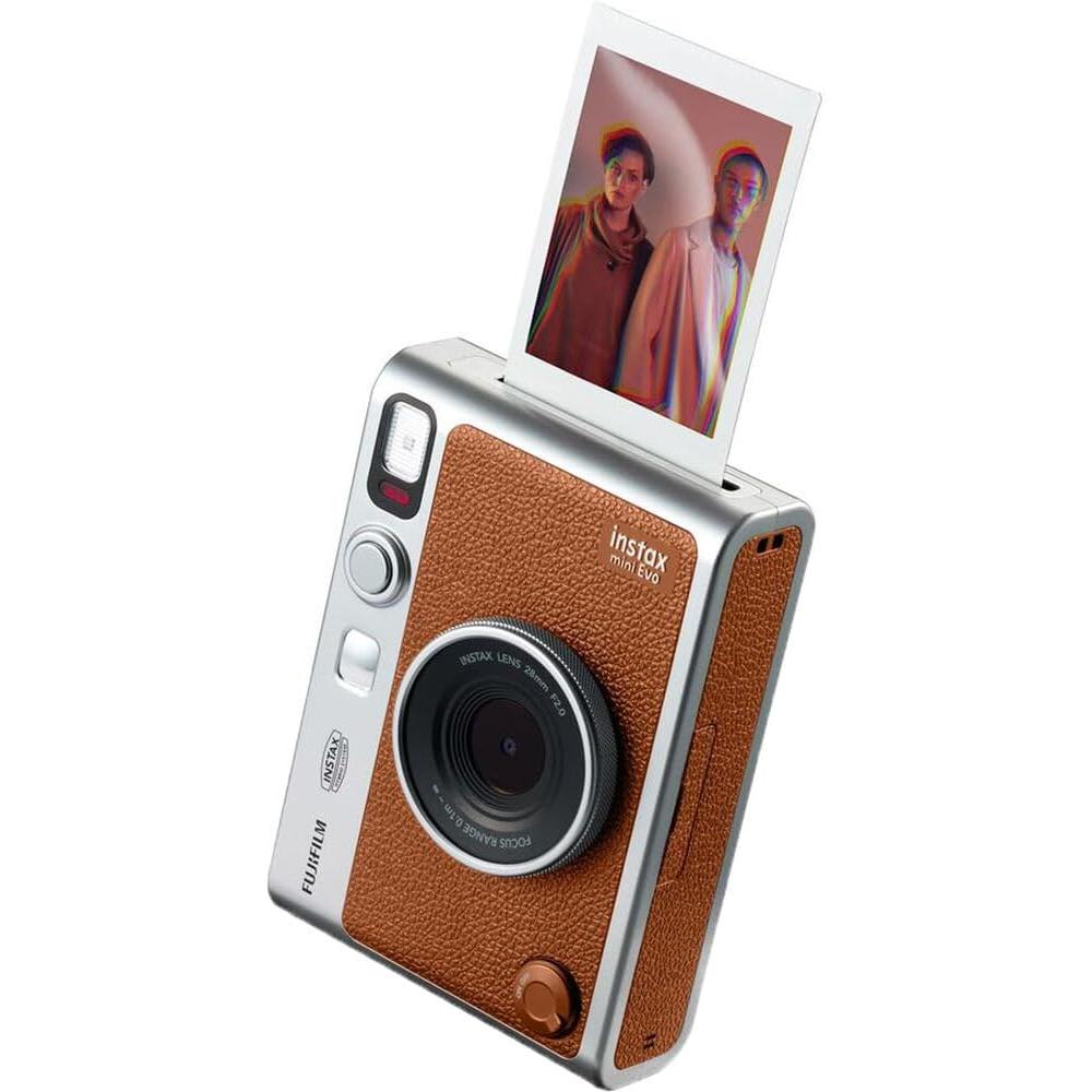 CÁMARA FUJIFILM HÍBRIDA INSTAX MINI EVO C/20 HOJAS MEMORIA 32 GB ESTUCHE ÁLBUM Y PAÑO SET 6 PZS | MARRÓN - 4