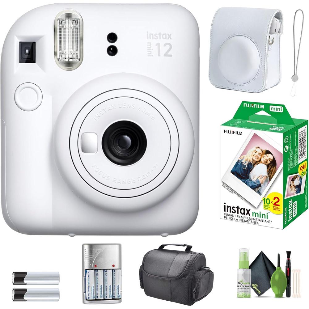 CÁMARA FUJIFILM INSTANTÁNEA INSTAX MINI 12 C/20 HOJAS ESTUCHE Y ACC. SET 4 PZS | BLANCO CLAY - 1