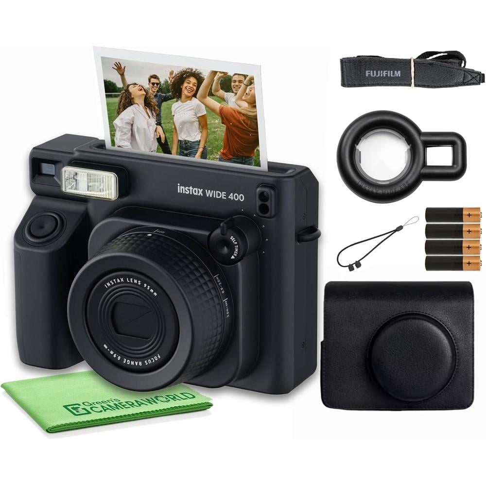 CÁMARA FUJIFILM INSTANTÁNEA INSTAX WIDE 400 C/ESTUCHE Y PAÑO SET 3 PZS | NEGRO - 1