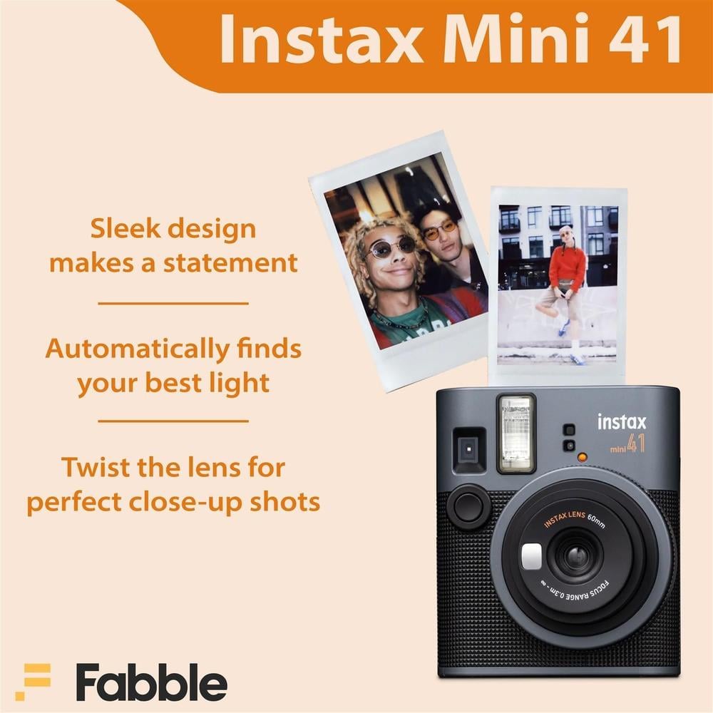 CÁMARA FUJIFILM INSTANTÁNEA INSTAX MINI 41 C/40 HOJAS ESTUCHE GROOVY Y PAÑO SET 4 PZS | NEGRO - 4