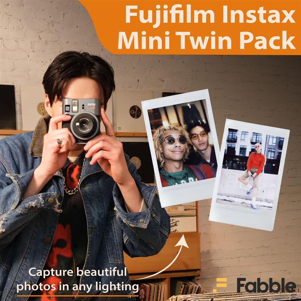 CÁMARA FUJIFILM INSTANTÁNEA INSTAX MINI 41 C/40 HOJAS ESTUCHE GROOVY Y PAÑO SET 4 PZS | NEGRO - 6
