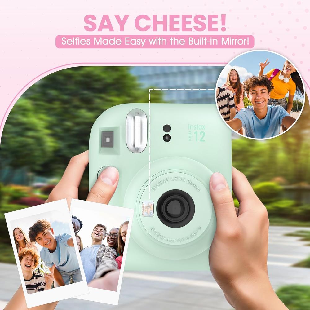CÁMARA FUJIFILM INSTANTÁNEA INSTAX MINI 12 C/10 HOJAS ESTUCHE MINIMATE Y ÁLBUM SET 4 PZS | VERDE MENTA - 3