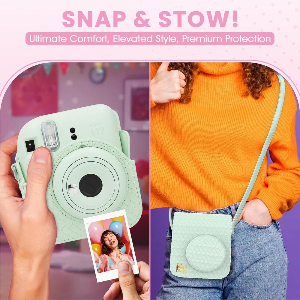 CÁMARA FUJIFILM INSTANTÁNEA INSTAX MINI 12 C/10 HOJAS ESTUCHE MINIMATE Y ÁLBUM SET 4 PZS | VERDE MENTA - 4