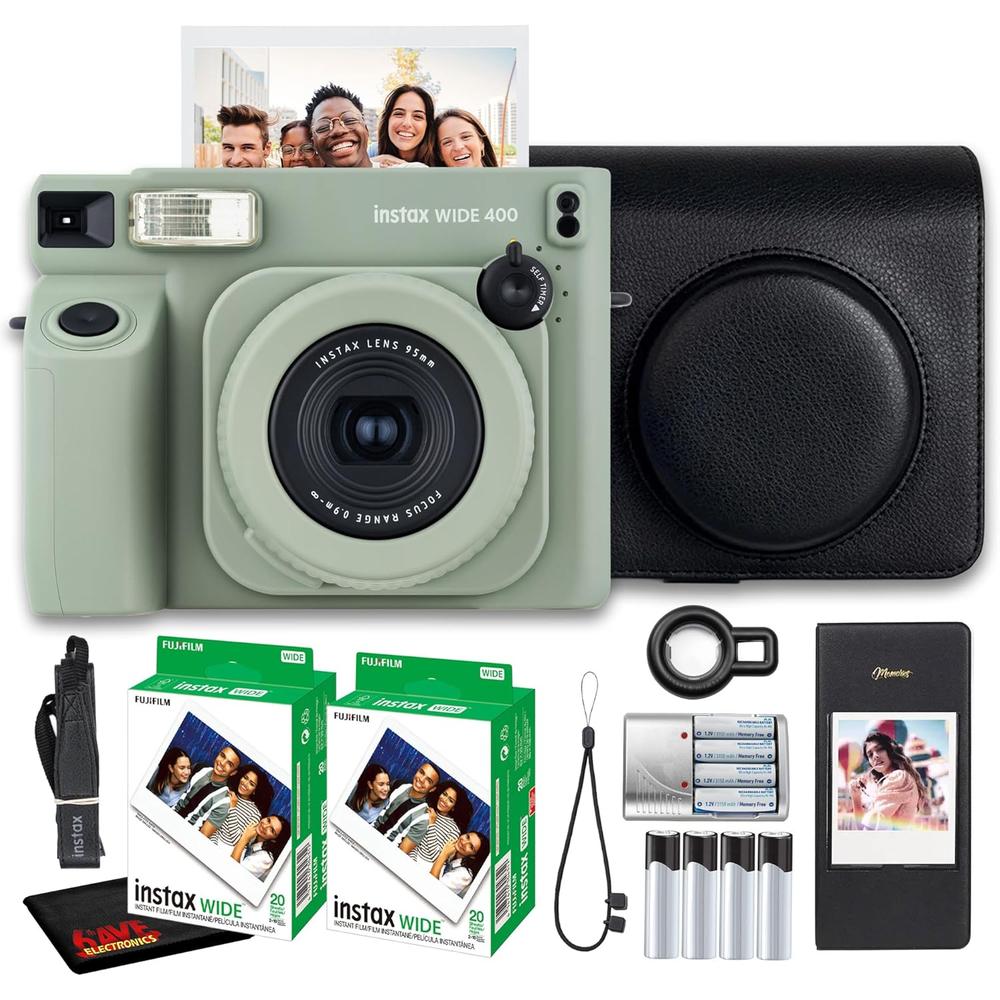 CÁMARA FUJIFILM INSTANTÁNEA INSTAX WIDE 400 C/40 HOJAS ESTUCHE Y ÁLBUM SET 4 PZS | SAGE GREEN - 1