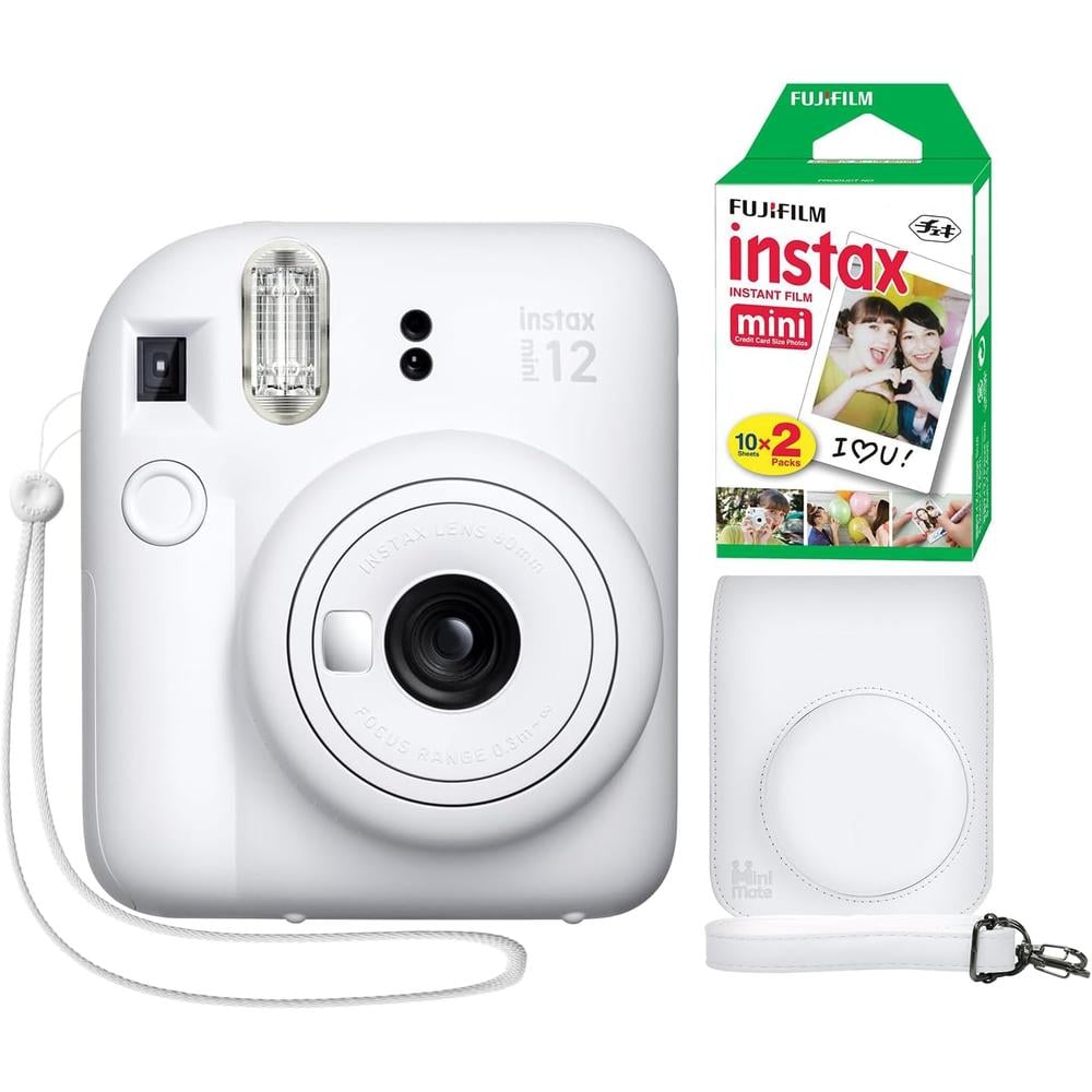 CÁMARA FUJIFILM INSTANTÁNEA INSTAX MINI 12 C/20 HOJAS ESTUCHE MINIMATE SET 3 PZS | BLANCO CLAY - 1