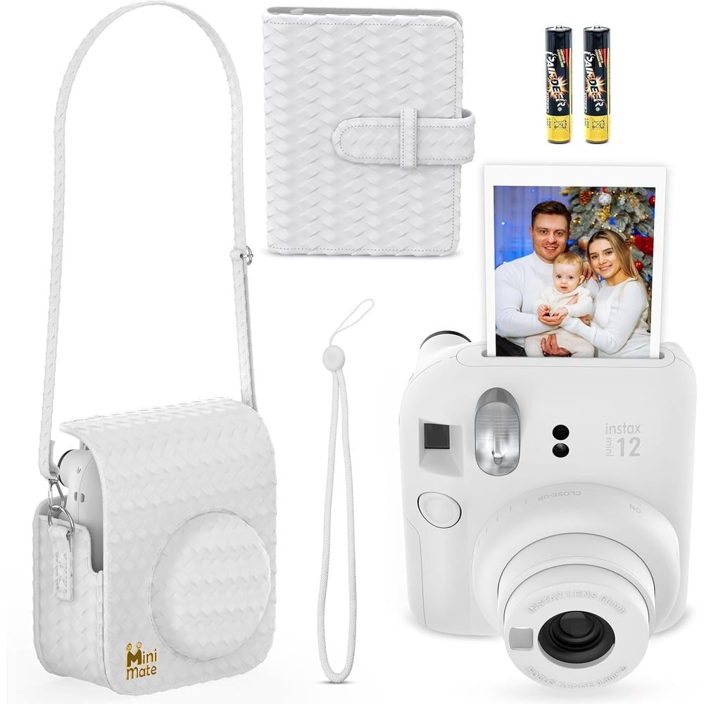 CÁMARA FUJIFILM INSTANTÁNEA INSTAX MINI 12 C/10 HOJAS ESTUCHE MINIMATE Y ÁLBUM SET 4 PZS | BLANCO CLAY - 2