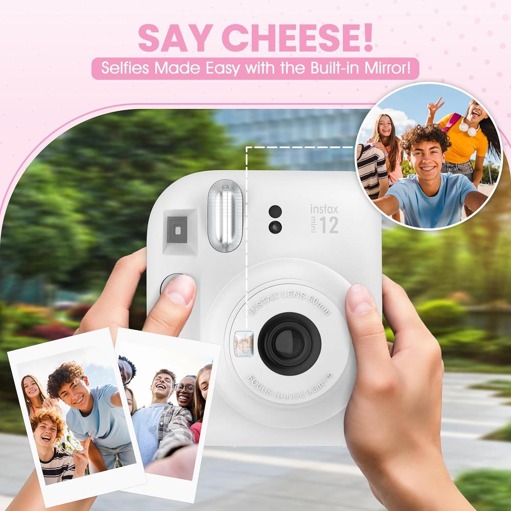 CÁMARA FUJIFILM INSTANTÁNEA INSTAX MINI 12 C/10 HOJAS ESTUCHE MINIMATE Y ÁLBUM SET 4 PZS | BLANCO CLAY - 3
