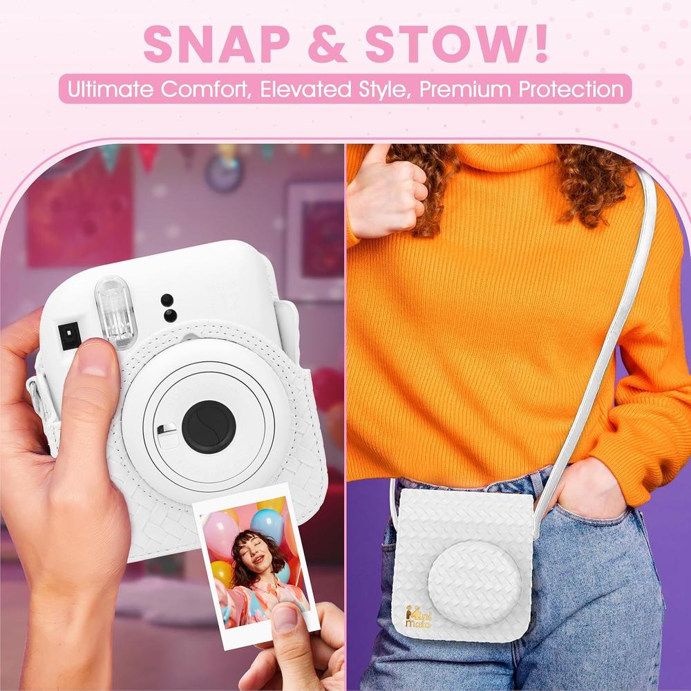 CÁMARA FUJIFILM INSTANTÁNEA INSTAX MINI 12 C/10 HOJAS ESTUCHE MINIMATE Y ÁLBUM SET 4 PZS | BLANCO CLAY - 4