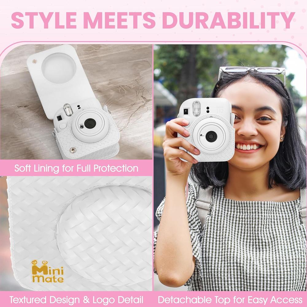 CÁMARA FUJIFILM INSTANTÁNEA INSTAX MINI 12 C/10 HOJAS ESTUCHE MINIMATE Y ÁLBUM SET 4 PZS | BLANCO CLAY - 6