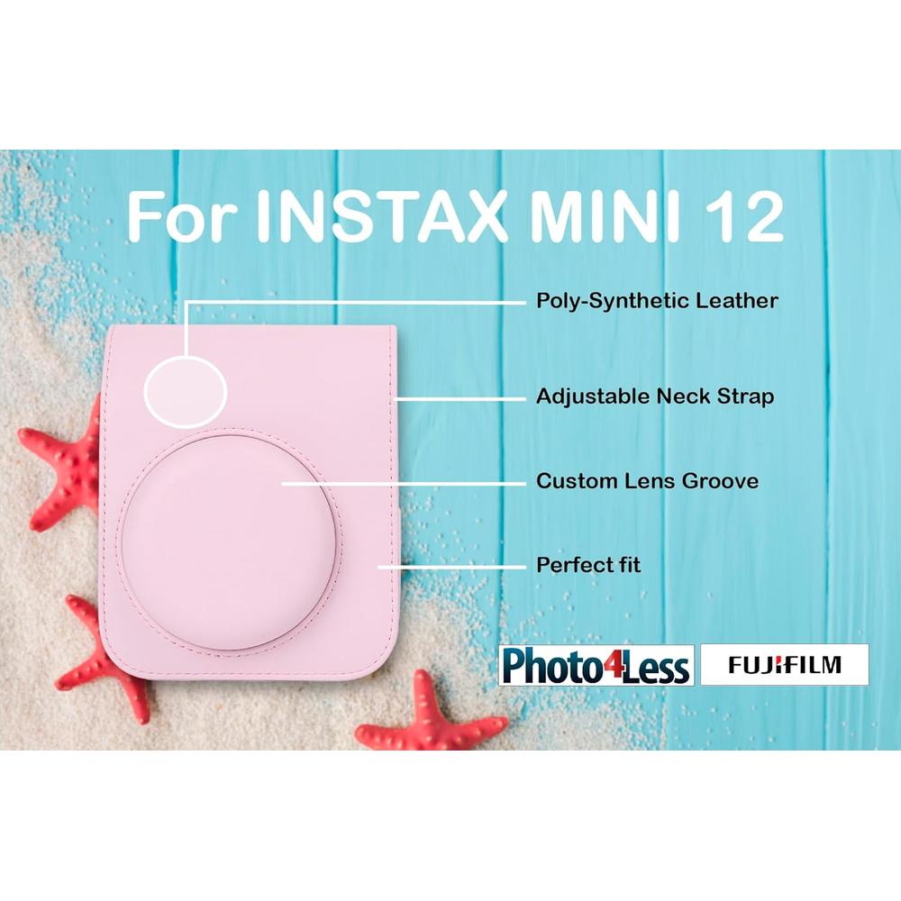 CÁMARA FUJIFILM INSTANTÁNEA INSTAX MINI 12 C/30 HOJAS ESTUCHE ÁLBUM Y ACC. SET 6 PZS | ROSA BLOSSOM - 4